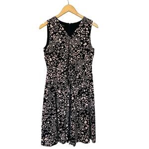 Talbots Black White Printed Sleeveless Dress Size 6 Petite
